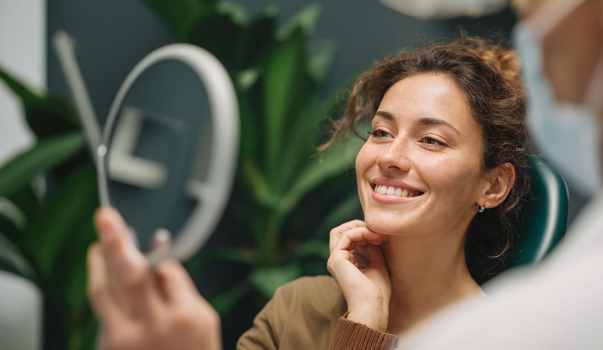 Woman smiling in dental chair