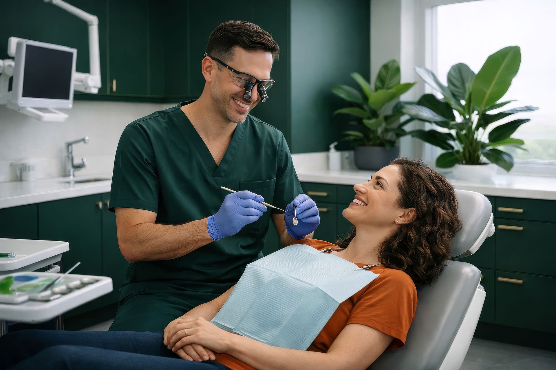 Dentist working on a patient