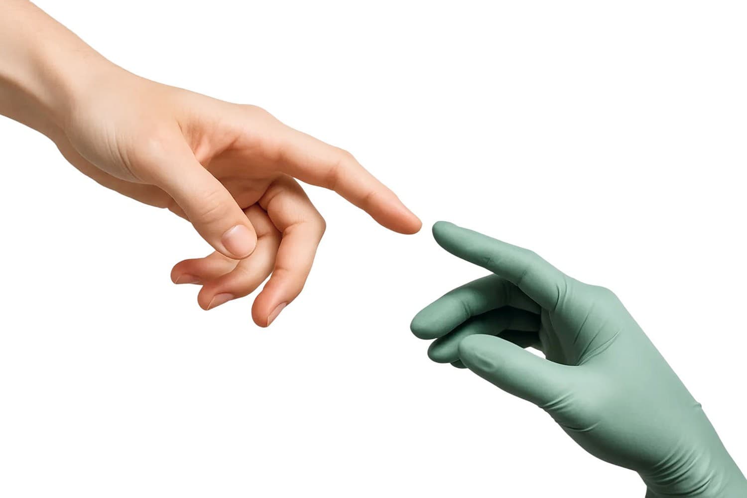 Two hands reaching for each other